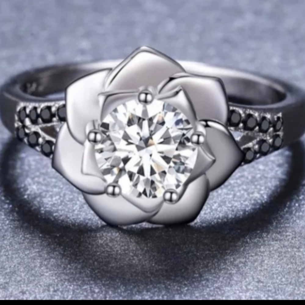 3X$60 Ring Flower Silver Plate simulate Diamonds (Bundle)
